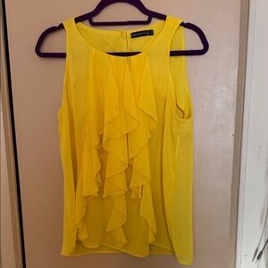 Atmosphere Bright Yellow Ruffle Front Sleeveless Top